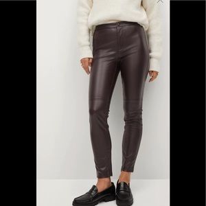 Mango wine colored leather pants